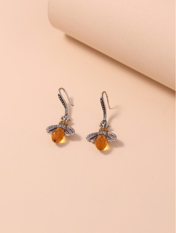 Little Bee S925 Sterling Silver Zircon Personality Earrings-Jewearrings