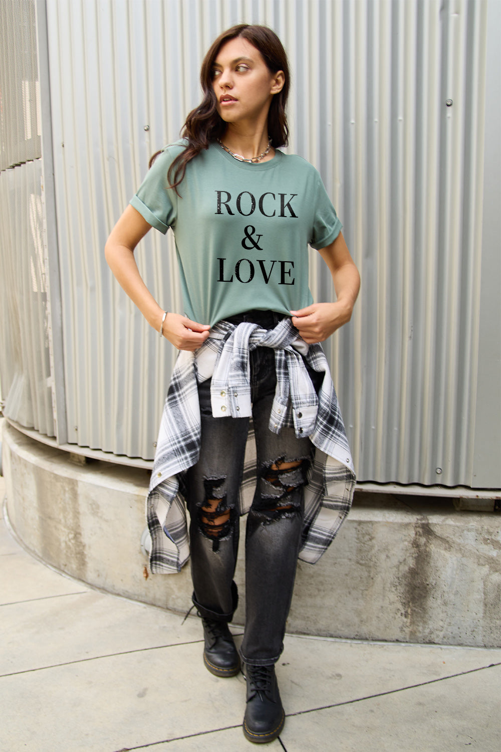 Simply Love Full Size ROCK ＆ LOVE Short Sleeve T-Shirt-Jewearrings