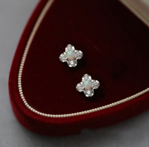 S925 Silver Opal Niche Earrings Light Luxury Women-Jewearrings