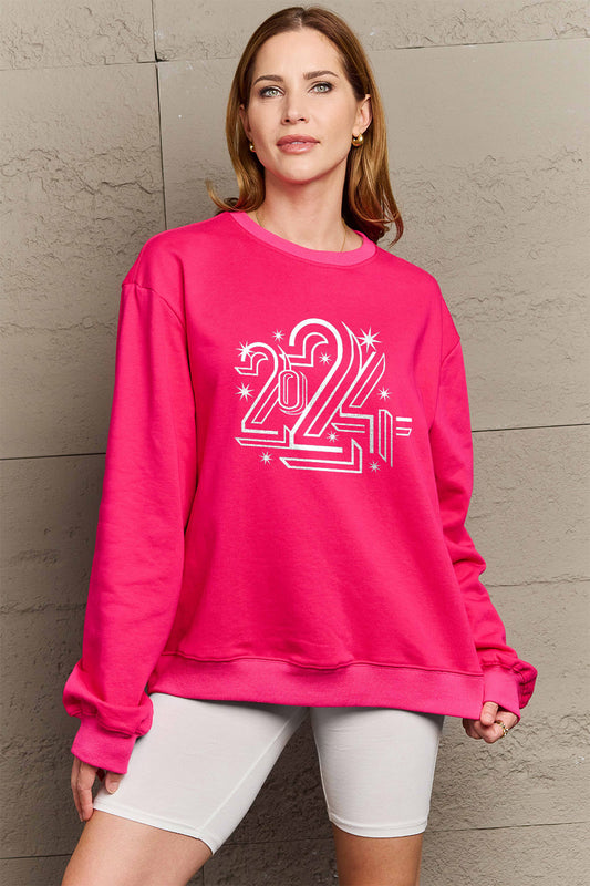 Simply Love Full Size 2024 Round Neck Dropped Shoulder Sweatshirt-Jewearrings