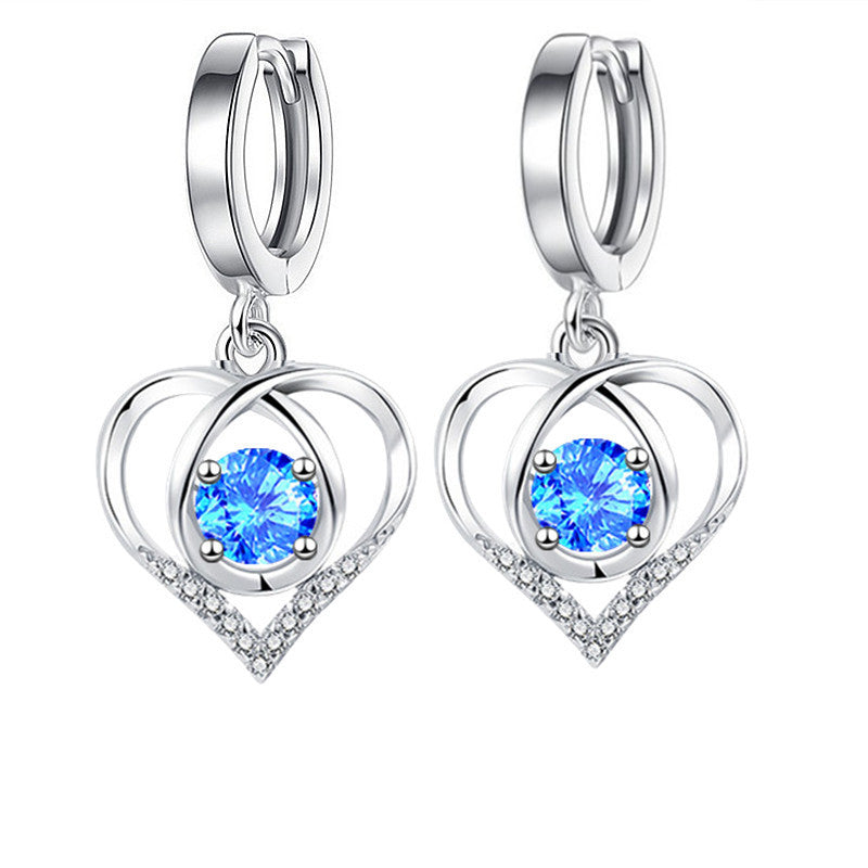 Silver Plated Heart With Dream Buckle Drop Earrings-Jewearrings