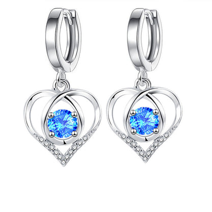 Silver Plated Heart With Dream Buckle Drop Earrings-Jewearrings