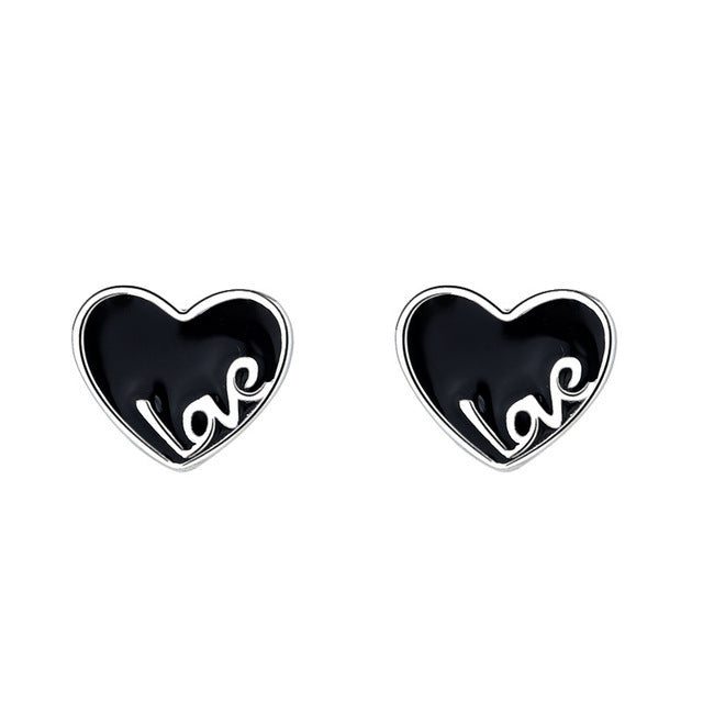 Small And Exquisite Love Earrings In Sterling Silver-Jewearrings