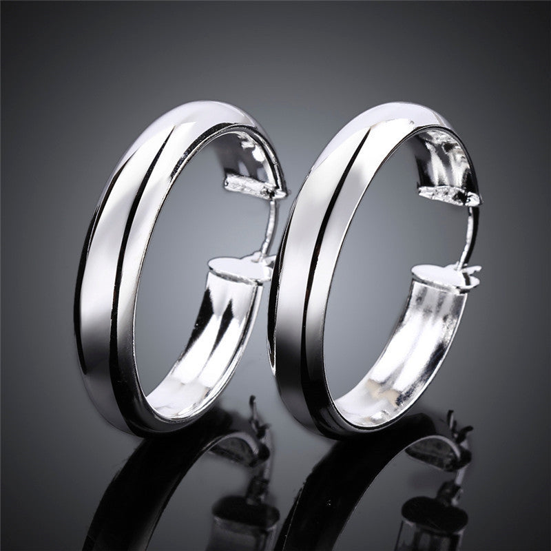 Women's Fashion Earrings Silver Plated Glossy Ear Ring-Jewearrings