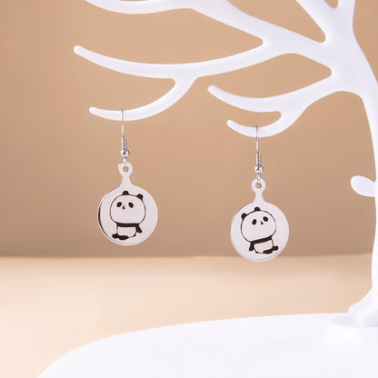 Cute Panda Dangle Earrings For Women-Jewearrings