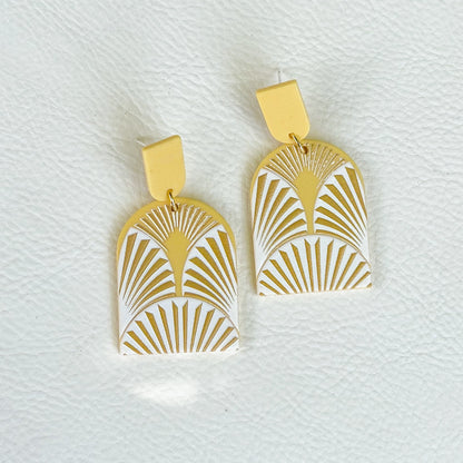 Women's Fashionable Silver Pin Plate Printed Pattern Earrings-Jewearrings