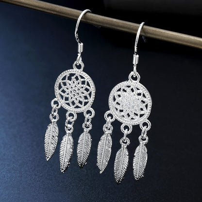 Women's Dreamcatcher Copper Plating 925 Silver Necklace Earrings-Jewearrings