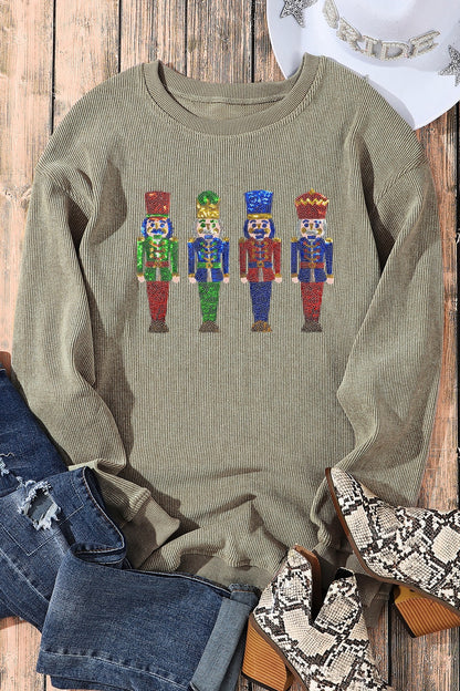 Sequin Nutcracker Drop Shoulder Sweatshirt-Jewearrings