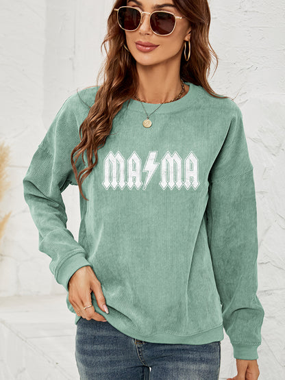 MAMA Graphic Dropped Shoulder Sweatshirt-Jewearrings