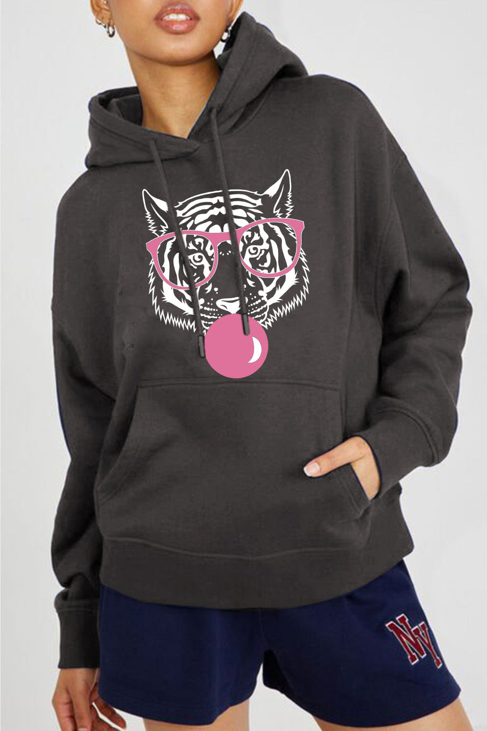 Simply Love Simply Love Full Size Dropped Shoulder Tiger Graphic Hoodie-Jewearrings