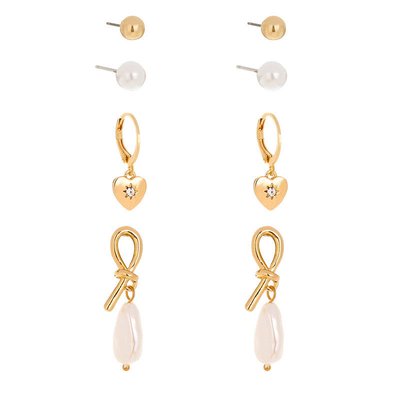 Simple Temperament Wild Pearl Love Earrings-Jewearrings