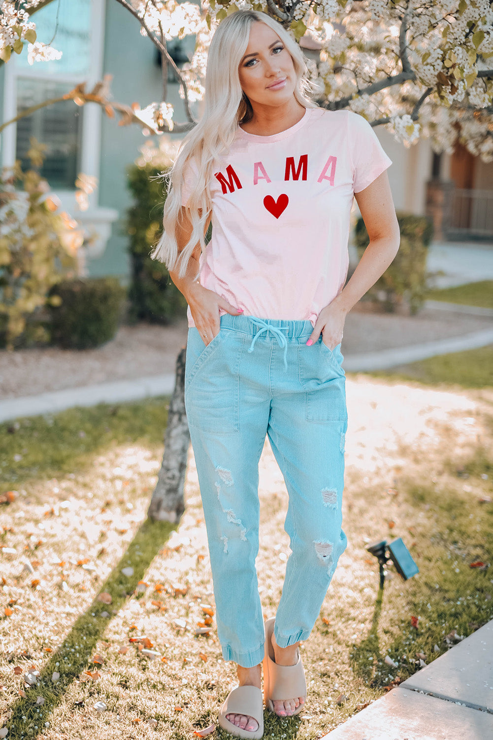 MAMA Heart Graphic Tee-Jewearrings