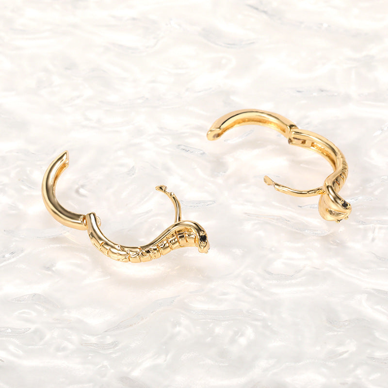 Real Gold Plated Ladies Stud Earrings Cobra-Jewearrings