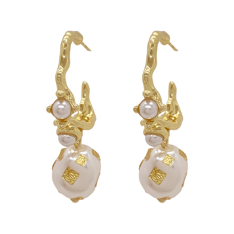 Women's Pearl Pendant C Earrings-Jewearrings