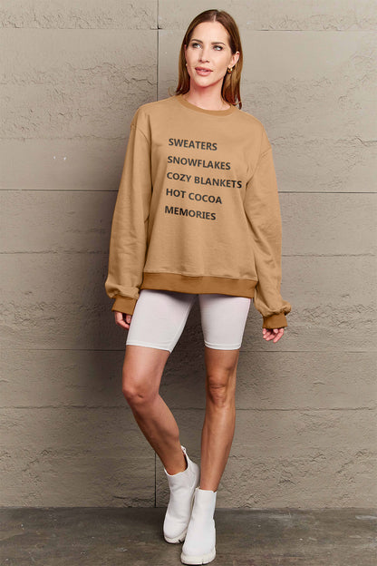 Simply Love Full Size Letter Graphic Round Neck Sweatshirt-Jewearrings