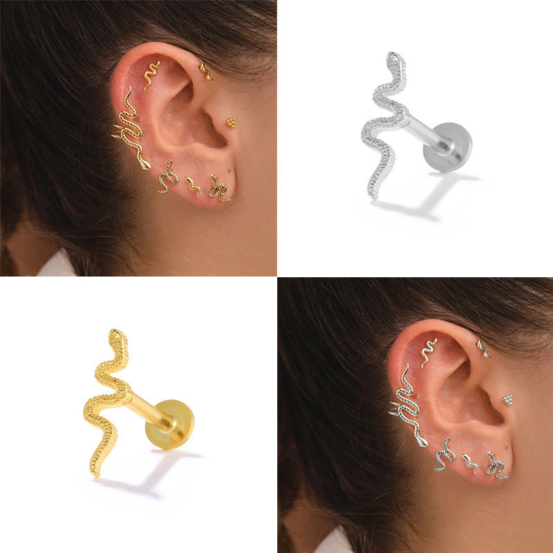 Sterling Silver Flat Head Thread Body Piercing Earrings-Jewearrings