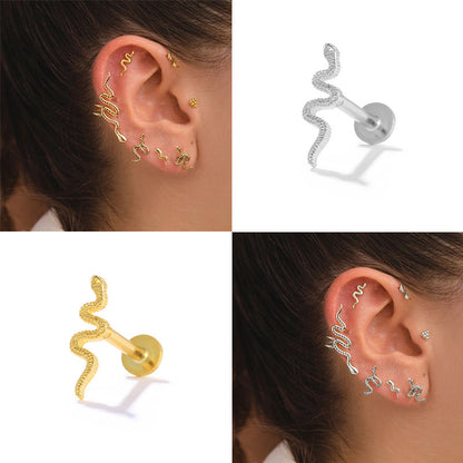 Sterling Silver Flat Head Thread Body Piercing Earrings-Jewearrings