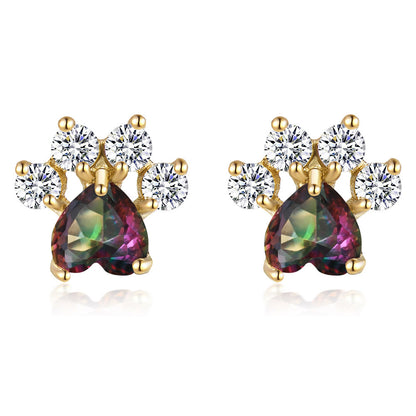 Cross-border Platform Small Paw Ladies Opal Earrings-Jewearrings