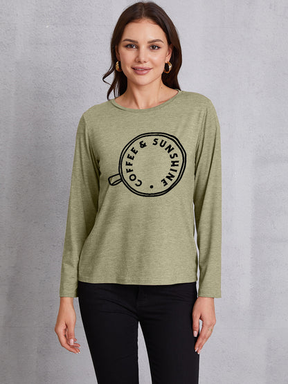 COFFEE SUNSHINE Round Neck Long Sleeve T-Shirt-Jewearrings