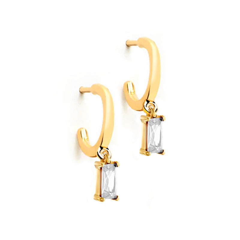 Zircon Silver Stud Earrings Female-Jewearrings