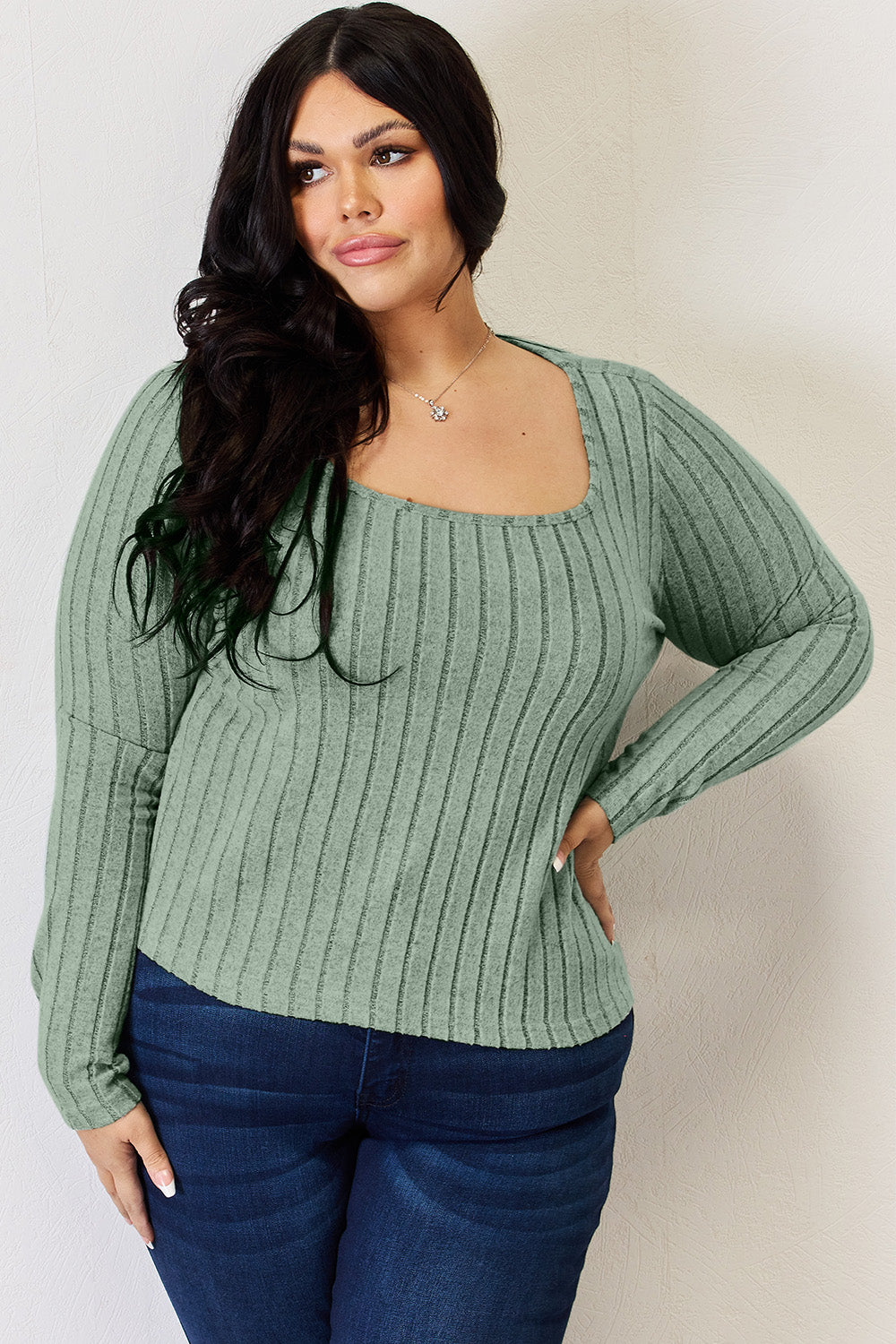 Basic Bae Full Size Ribbed Long Sleeve T-Shirt-Jewearrings