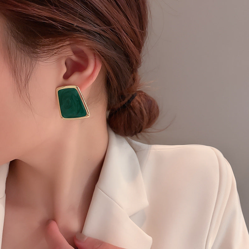 Emerald Earrings Fashion Trend Hong Kong Style Earrings-Jewearrings