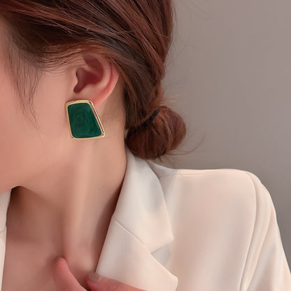 Emerald Earrings Fashion Trend Hong Kong Style Earrings-Jewearrings