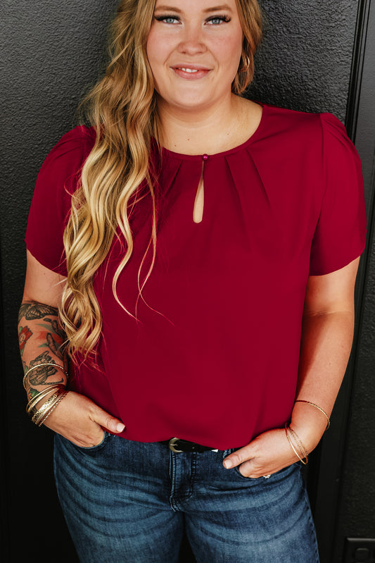 Plus Size Round Neck Short Sleeve Blouse-Jewearrings