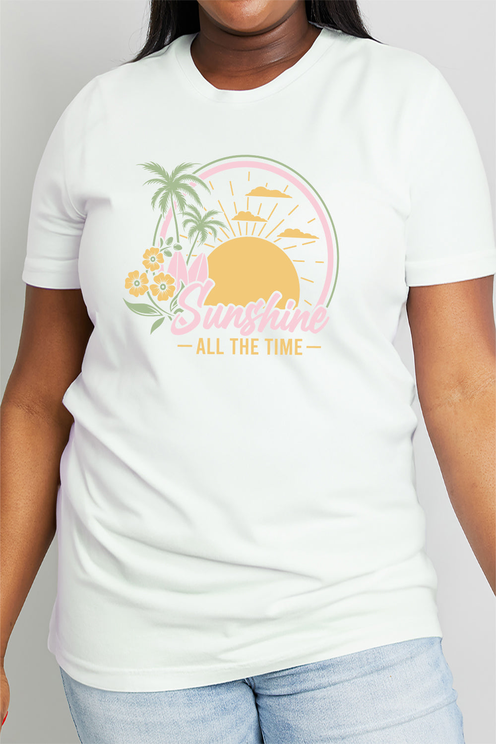 Simply Love Full Size SUNSHINE ALL THE TIME Graphic Cotton Tee-Jewearrings