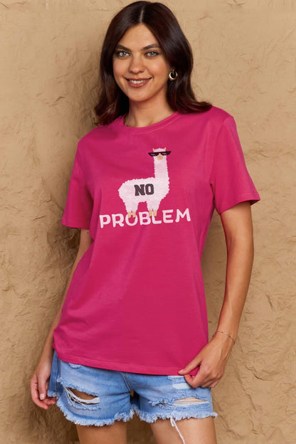 Simply Love Full Size NO PROBLEM Graphic Cotton Tee-Jewearrings