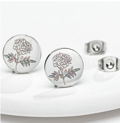 Fashion Animal Flower Etched Stud Earrings-Jewearrings