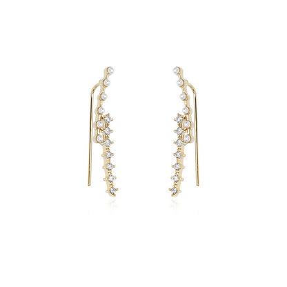 Women's Copper Zircon Pearl Earrings-Jewearrings