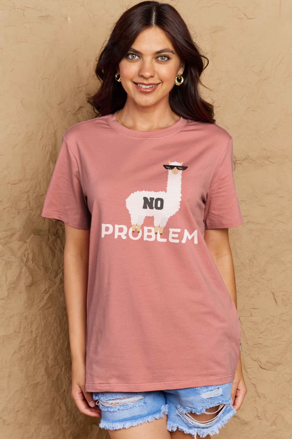 Simply Love Full Size NO PROBLEM Graphic Cotton Tee-Jewearrings