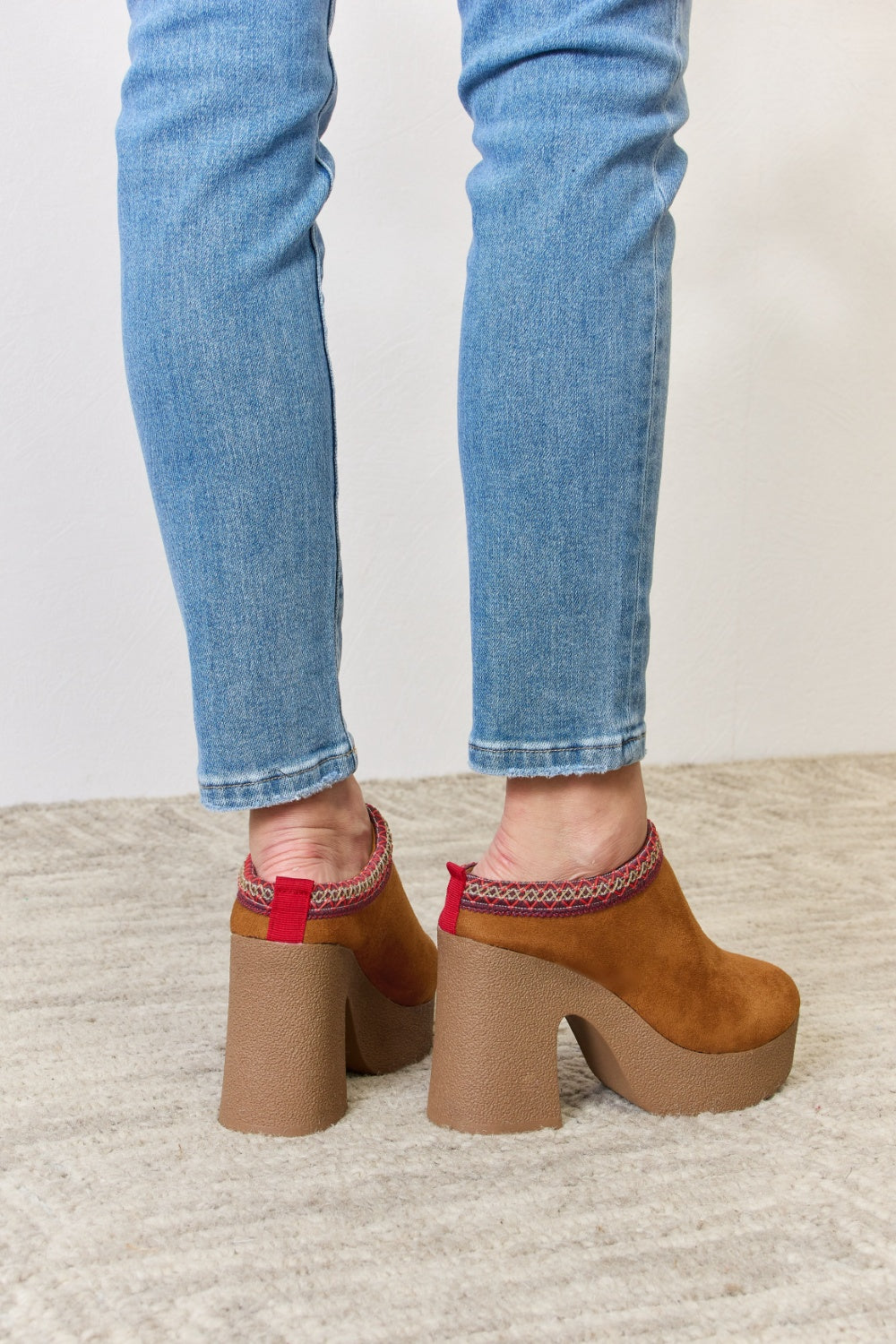 Legend Footwear Platform Suede Clog Heel-Jewearrings