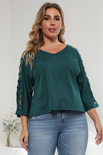 3/4 Sleeve Cutout Detail Top-Jewearrings