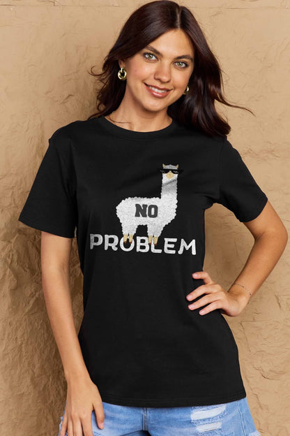 Simply Love Full Size NO PROBLEM Graphic Cotton Tee-Jewearrings