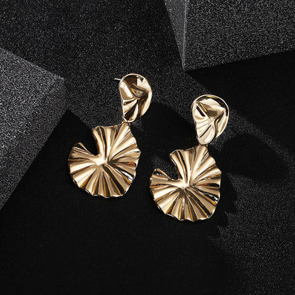 Simple Alloy Embossed Folded 925 Silver Pin Stud Earrings-Jewearrings