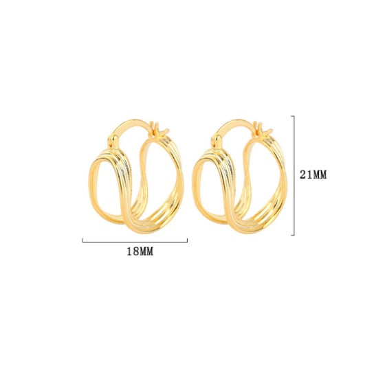 Three-layer Lines Ear Clip High-grade Light Luxury Geometric Simple Ins Earrings-Jewearrings