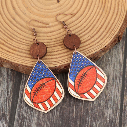 Printed Wooden Dangle Earrings-Jewearrings