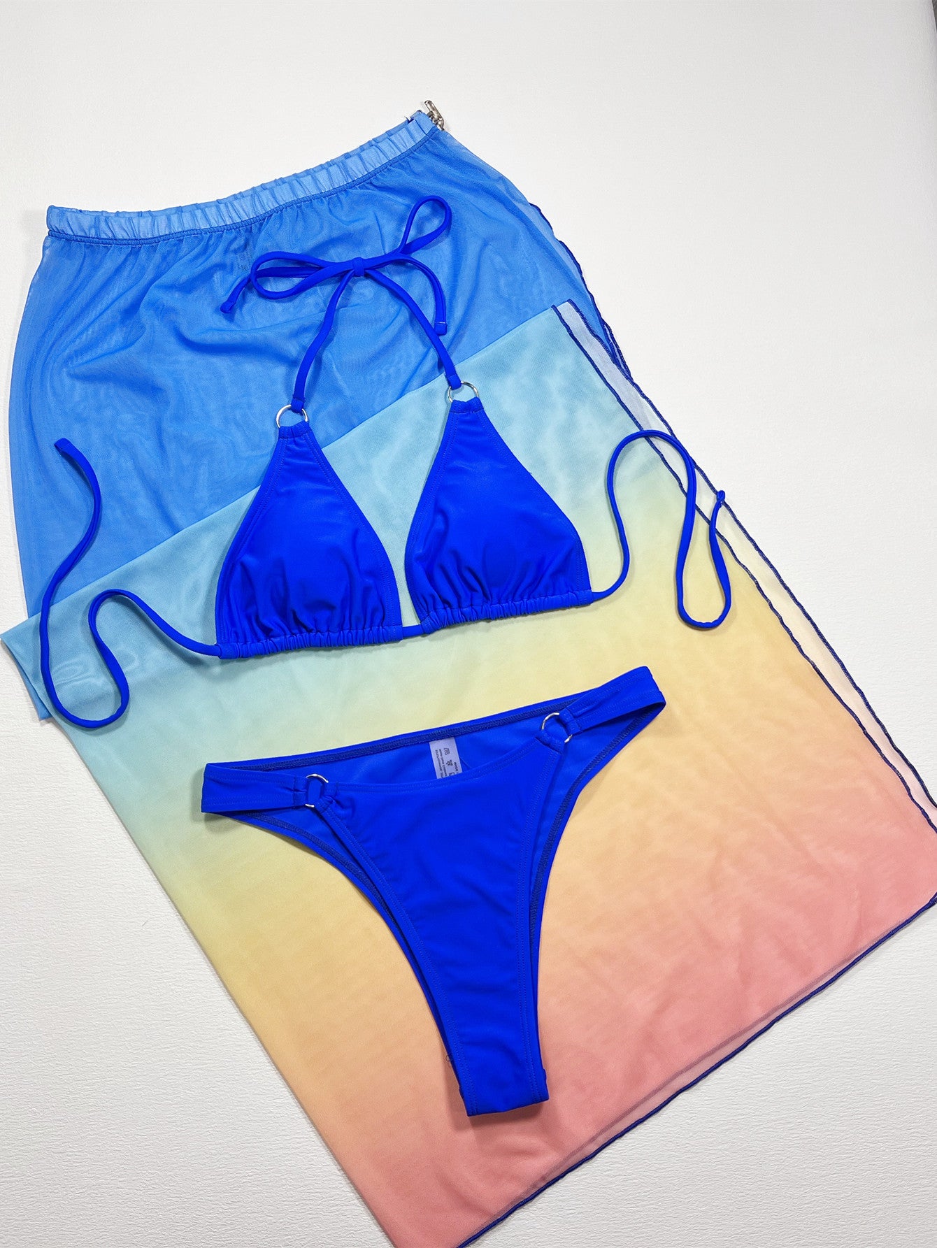 Gradient Halter Neck Three-Piece Swim Set-Jewearrings