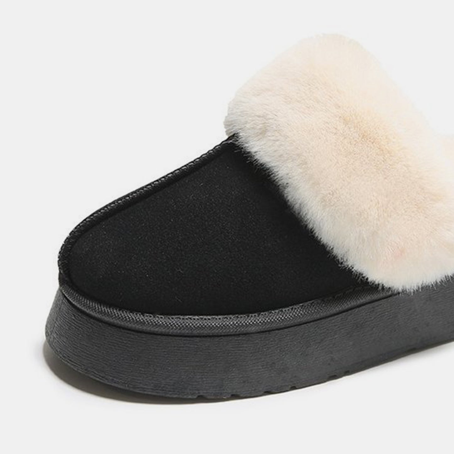 Center-Seam Furry Chunky Platform Slippers-Jewearrings