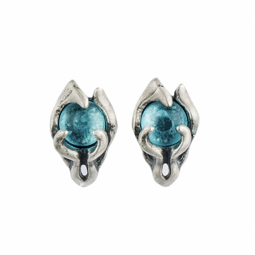 925 Sterling Silver Dragon Soul Topaz Stud Earrings-Jewearrings