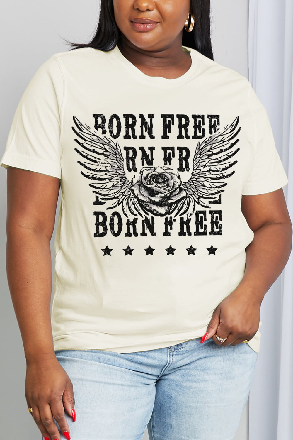 Simply Love Simply Love Full Size BORN FREE Graphic Cotton Tee-Jewearrings