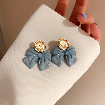 925 Silver Needle Bow Earrings Korean Sweet Girl Earrings-Jewearrings