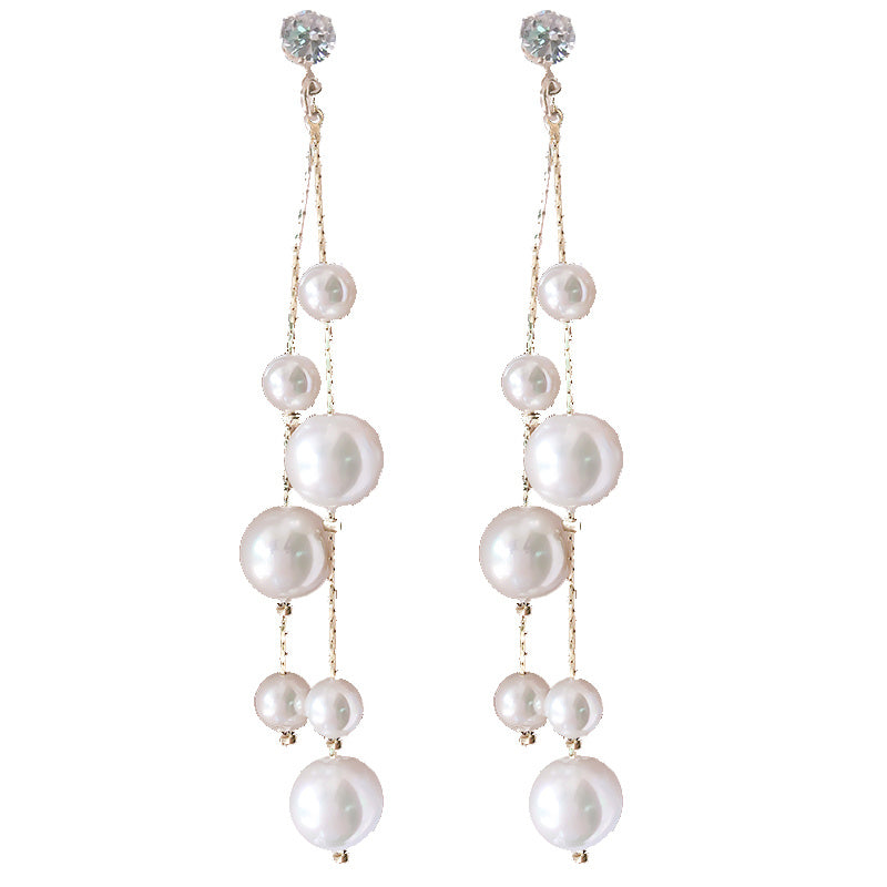 Super Fairy Pearl Tassel Earrings-Jewearrings