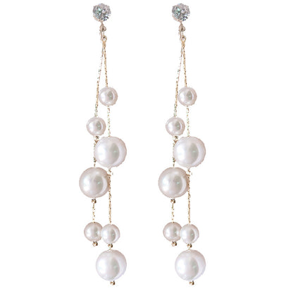 Super Fairy Pearl Tassel Earrings-Jewearrings