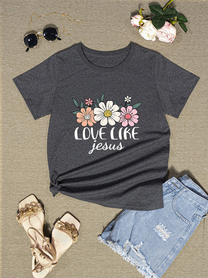 LOVE LIKE JESUS Round Neck T-Shirt-Jewearrings