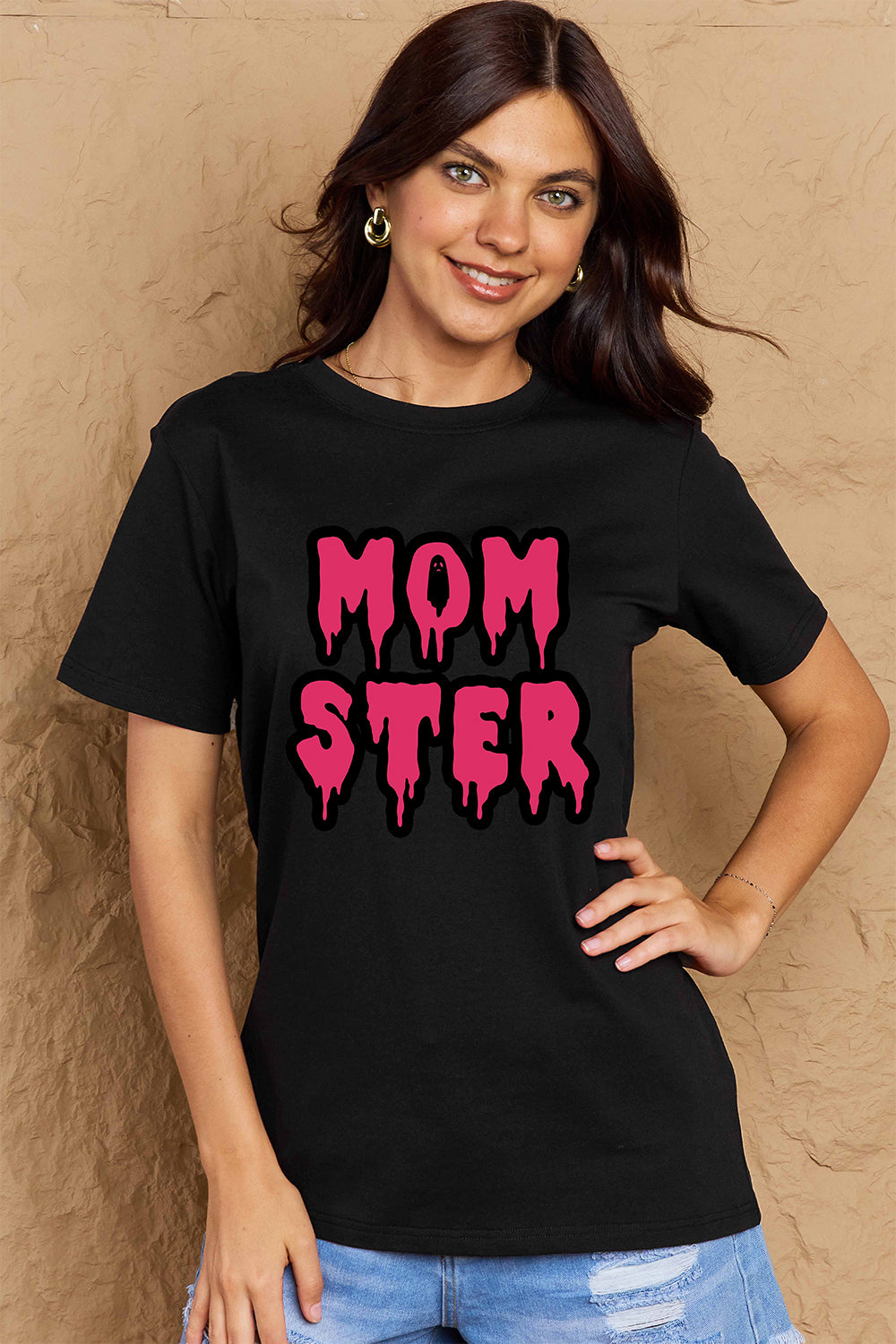 Simply Love Full Size MOM STER Graphic Cotton T-Shirt-Jewearrings