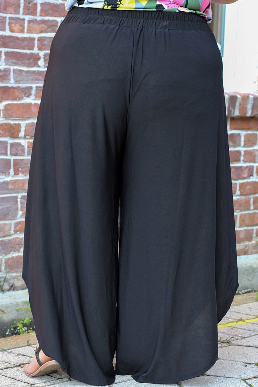 Plus Size Tie Front Wide Leg Pants-Jewearrings