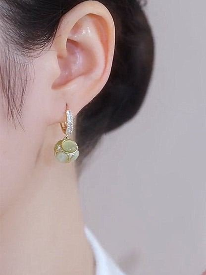 Trendy 18K Gold Plating Opal Ball Earrings Women-Jewearrings